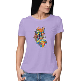 Vibrant Karnataka Map - Women's Kannada T-Shirt